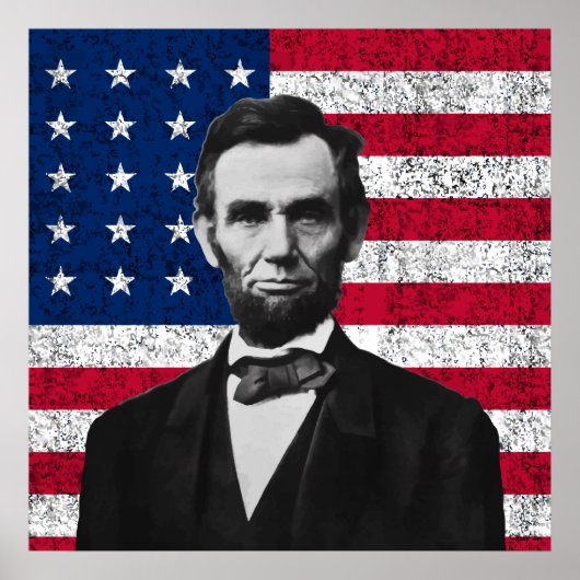Lincoln und die amerikanische Flagge Poster (Vorne)