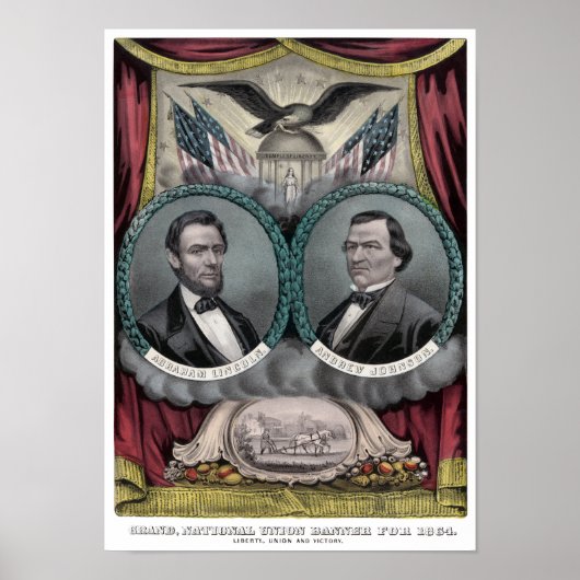 Lincoln und Johnson Election Banner 1864 Poster (Vorne)