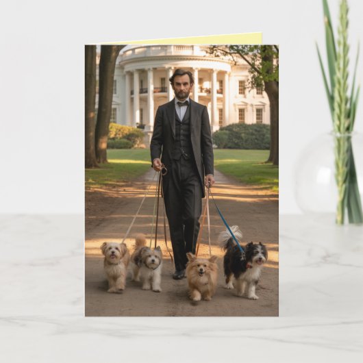 Lincoln Walkin' the Dog Card Feiertagskarte (Vorderseite)