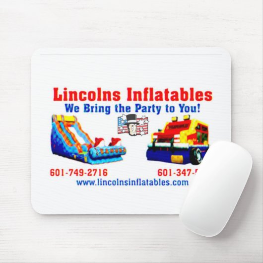 Lincolns inflatables Visitenkarte 2.jpg Mousepad (Mit Mouse)
