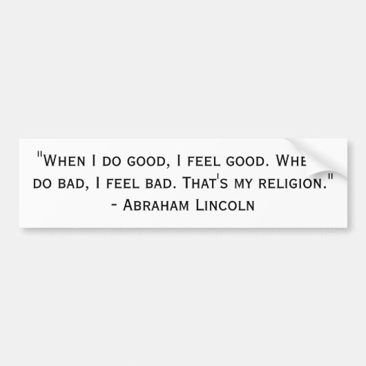 Lincolns Religion Autoaufkleber (Vorne)