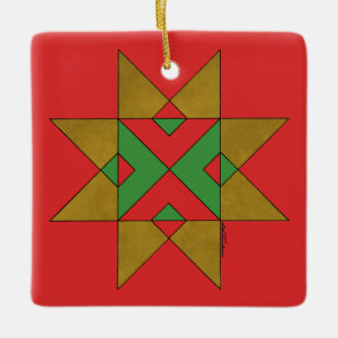 Lincolnshire Auseklis Witch Mark Red und Green Keramikornament