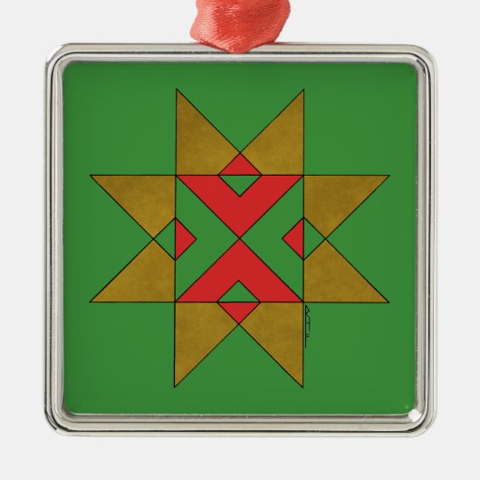 Lincolnshire Auseklis Witch Mark Red und Green Ornament Aus Metall (Vorne)