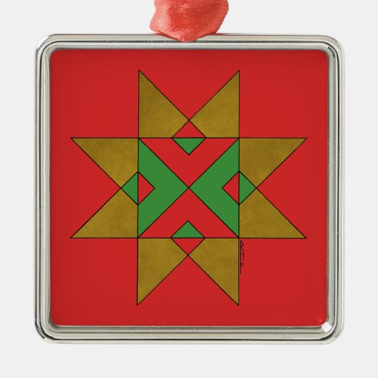 Lincolnshire Auseklis Witch Mark Red und Green Ornament Aus Metall (Vorne)