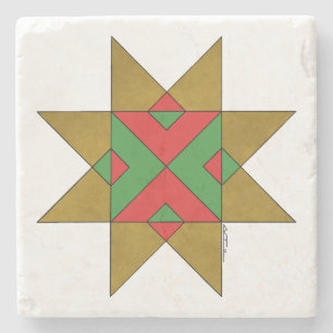 Lincolnshire Auseklis Witch Mark Red und Green Steinuntersetzer