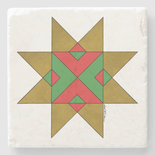 Lincolnshire Auseklis Witch Mark Red und Green Steinuntersetzer (Vorderseite)