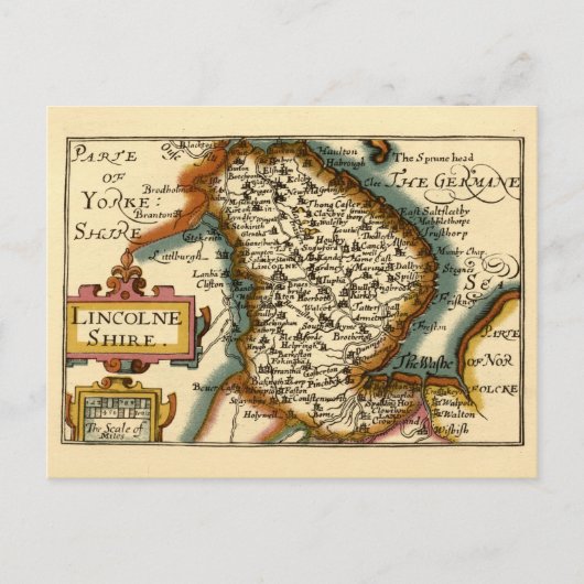Lincolnshire Landkreis England Alte antike Karte (Vorderseite)