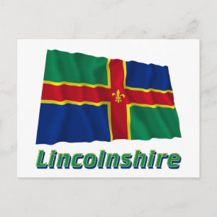 Lincolnshire Waving Flag mit Namen Postkarte