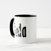 "Linda" Abstrakte Schwarz-Weiß-Typografie Kunst Tasse (Vorderseite Links)