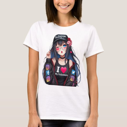 LINDA CHICA ANIME INFLUENCER AGRADECIENDO T-Shirt (Vorderseite)