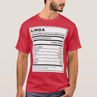 LINDA: Funny Food Label Female Ingredients T-Shirt
