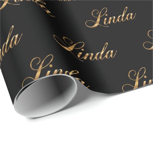 Linda gold Design Lettering Geschenkpapier (Rolleneckpunkt)