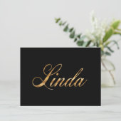 Linda gold Design Lettering Karte (Stehend Vorderseite)