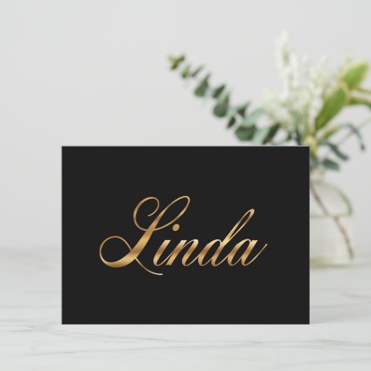 Linda gold Design Lettering Karte (Stehend Vorderseite)