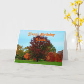 Linda Happy Birthday Red Oak Tree im Herbst Karte (Gelbe Blume)