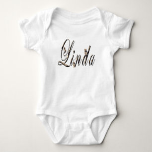 "Linda" Name aus weißen Tigern gemacht, Baby Strampler