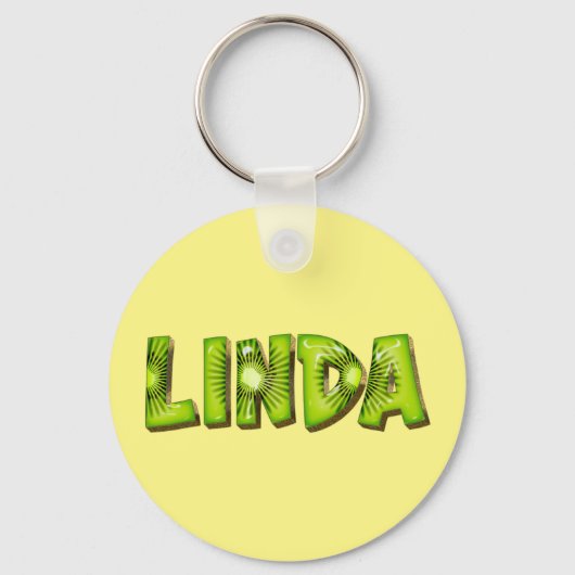 Linda Name Kiwi Design Schlüsselanhänger (Vorderseite)