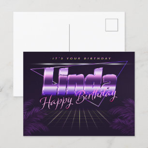 Linda Name Vorname lila Postkarte Geburtstag