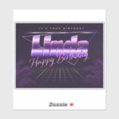 Linda Name Vorname lila retro Sticker Geburtstag (Blatt)