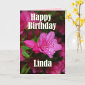 Linda Pink Azalea Happy Birthday Karte (Gelbe Blume)