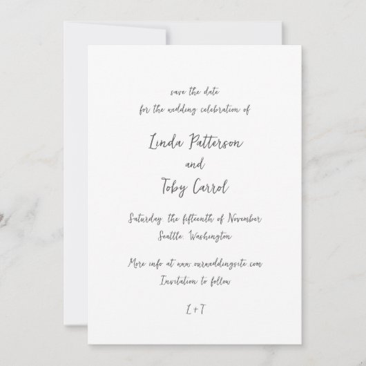 Linda Simple Modern Wedding Save The Date (Vorderseite)