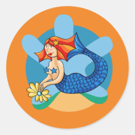 Linda sirenita. Sirena, Mermaid. Runder Aufkleber