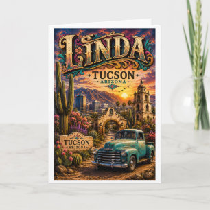 Linda Tucson Arizona Personalisiertes Südwestliche Karte