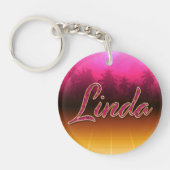Linda Vorname Name golden pink Schlüsselanhänger (Vorderseite)