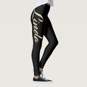 Linda white gold Handwriting Hose Leggings