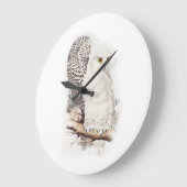 Lindas corujas brancas na neve (snowy owls) große wanduhr (Winkel)