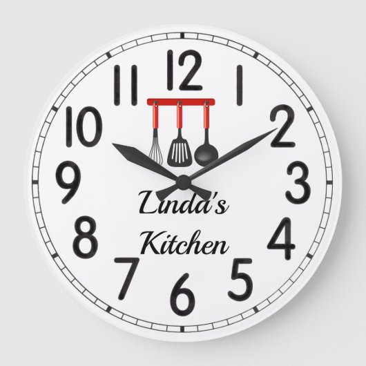 Linda's Kitchen Large Clock Große Wanduhr (Vorderseite)