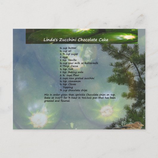 Linda's Zucchini Chocolate Cake Postcard Postkarte (Vorderseite)