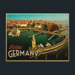 Lindau Germany Panorama Postkarte<br><div class="desc">Ein schöner Ausblick auf Lindau,  Deutschland,  eine bayerische Stadt am Bodensee macht dieses Vintage-Image zu einem,  das Sie gewollt werden,  um an der Wand zu hängen oder auf einem Shirt zu tragen.</div>