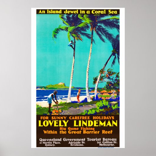 Lindeman Island Vintag australisches Poster (Vorne)