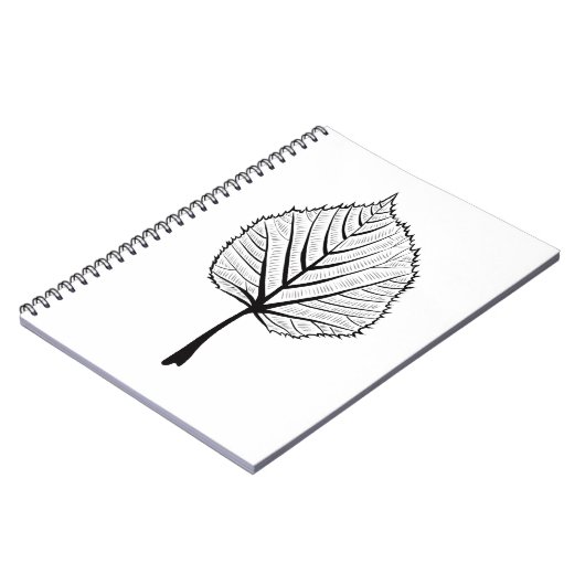 Linden-Blatt-Kontur-Kunst - botanischer Farbton Notizblock (Linke Seite)
