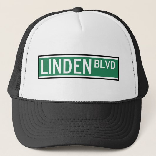 Linden Boulevard Sign Truckerkappe (Vorderseite)