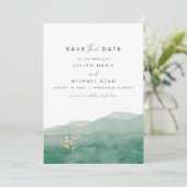 LINDEN Elegantsage Grüne Wasserfarbe Save the Date Einladung (Stehend Vorderseite)