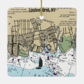Lindenhurst NY Nautical Chart Keramikornament (Rückseite)