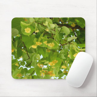 Lindentee-Blüten und -Blätter Mousepad