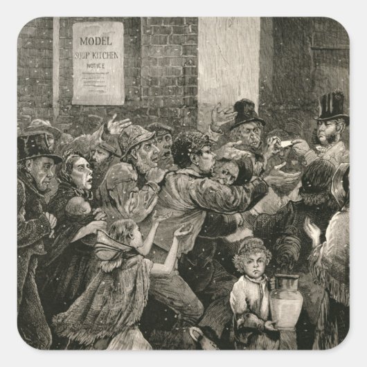 Linderung der Arbeitslosen in London Quadratischer Aufkleber (Vorderseite)