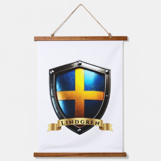 Lindgren Sweden Heritage Shield Wandteppich Mit Holzrahmen (Vorderseite)