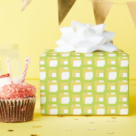 Lindgrün-gelb gewebte Quadrate Geschenkpapier (Geburtstagsparty)