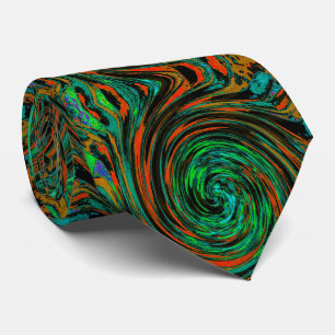 Lindgrün und Orange abstrakt Retro Twirl Krawatte
