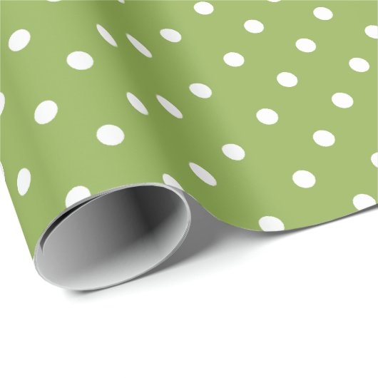 Lindgrün | White Polka Dot Wrapping Paper Geschenkpapier (Rolleneckpunkt)