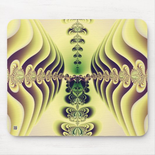 Lindgrüne fraktale Symmetrie abstrakte Kunst Mousepad (Vorne)