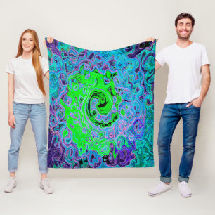 Lindgrüne Groovy Abstrakte Retro Flüssigkeitswirbe Fleecedecke