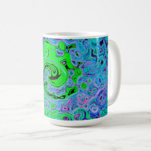 Lindgrüne Groovy Abstrakte Retro Flüssigkeitswirbe Kaffeetasse