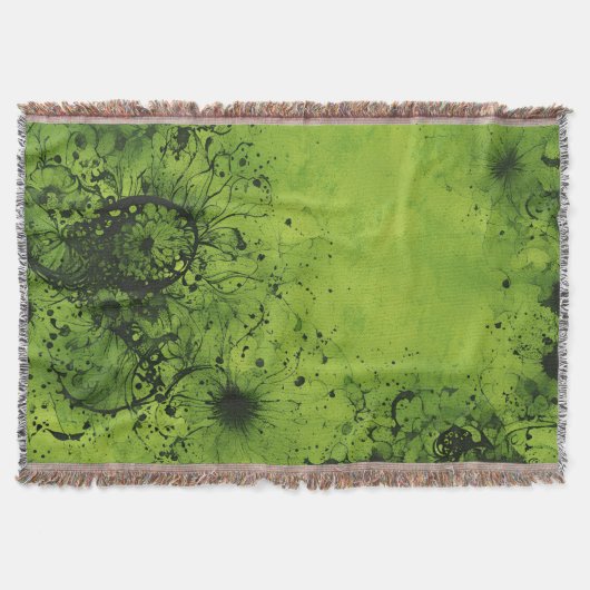 Lindgrüner Grunge mit schwarzen Akzenten Decke (Vorderseite)