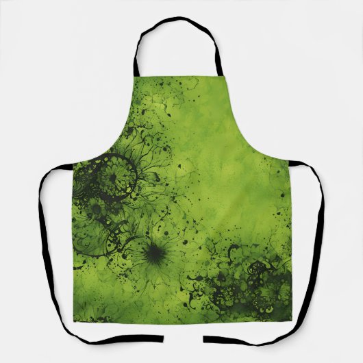 Lindgrüner Grunge mit schwarzen Akzenten Schürze (Vorderseite)