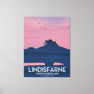 Lindisfarne Northumberland Burg Reiseplakat. Leinwanddruck
